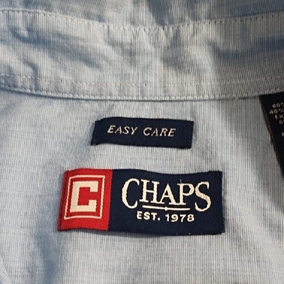 Chaps Blue Casual Button Down Shirt with Classic Style - Picture 5 of 12